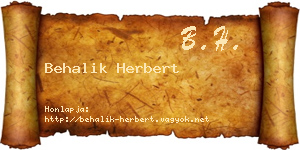 Behalik Herbert névjegykártya